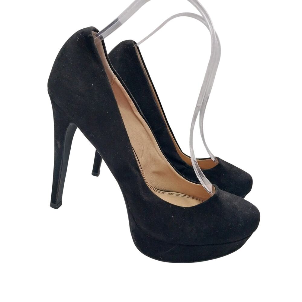 CHINESE LAUNDRY! BLACK VEGAN SUEDE LEATHER PLATFORM SOLE, STILETTO HEELS! SZ 8M
